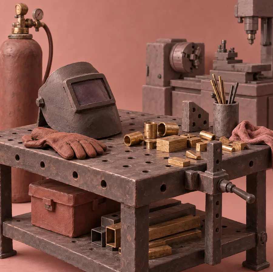 Illustration of fabrication businesses equipment and workspace