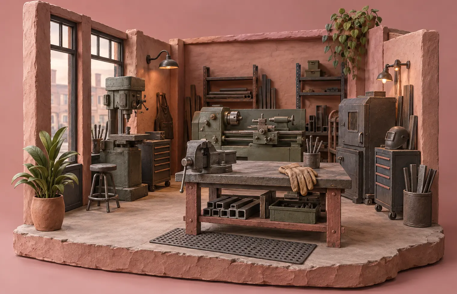 Illustration of fabrication businesses and their working space